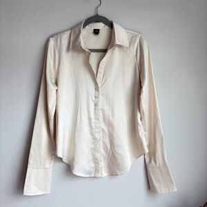 Wild Fable Off-White Satin Shirt